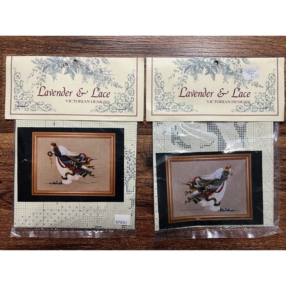 2pc Lavender And Lace ANGEL OF FREEDOM & ANGEL OF LIGHT Cross Stitch Patterns